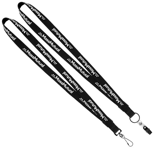 3/4 Original Fast Track Lanyard with Bulldog or J - Hook Clip and Black Attachment