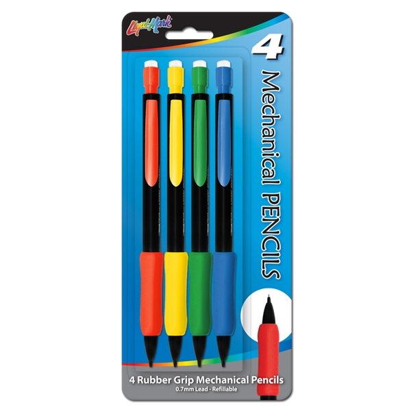 4 Packs Mechanical Pencils with Rubber Grip and Eraser Case of 60 Sets