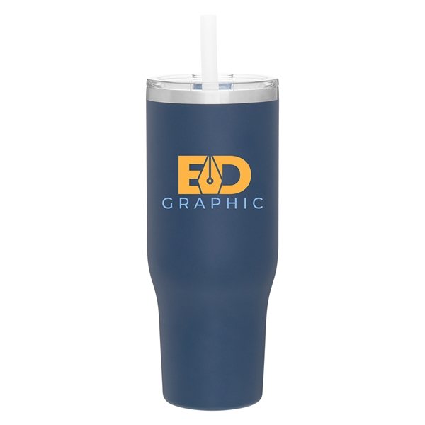40 oz Elias Double Wall Stainless Steel Thermal Tumbler with Straw and Push On Lid - Matte Constellation