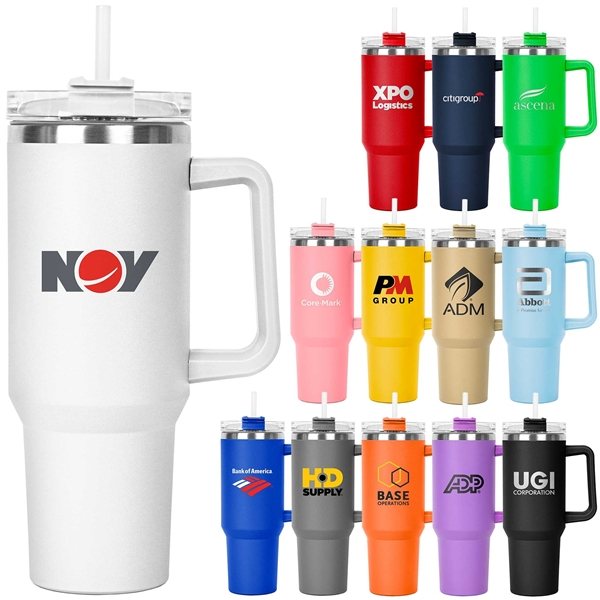 Promotional 40 oz Hippo Insulated Tumbler & Straw Lid with Twist Closure