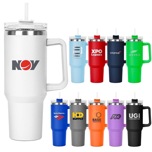 Custom 40oz Tumbler With Handle & Straw Lid Travel Quencher