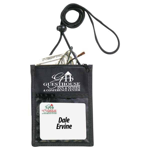 420D Polyester 5 Function Tradeshow Badgeholder and Neck Wallet