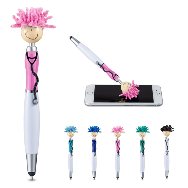 aerial view a group of moptoppers screen cleaner with stethoscope stylus pen, image 2 of 2