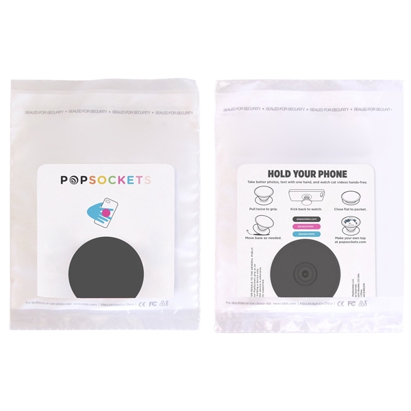 aerial view a black/black popsockets popgrip plastic phone stand, image 4 of 4