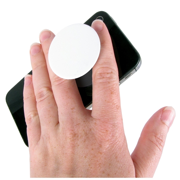aerial view a white/black popsockets popgrip plastic phone stand, image 2 of 2