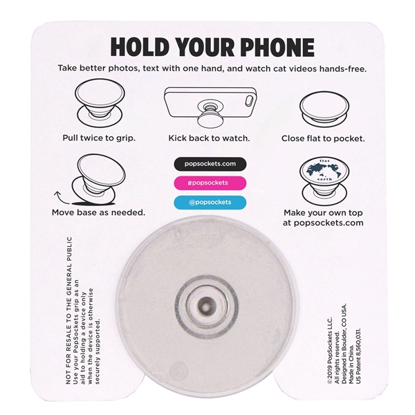 aerial view a white/light gray popsockets popgrip plastic phone stand, image 3 of 4