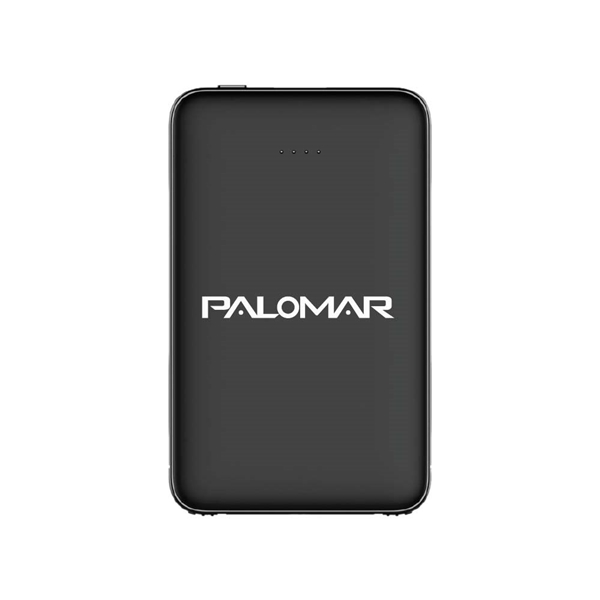 aerial view a pms black c 5000mah hermosa 2.1a output portable charger power bank, image 2 of 4