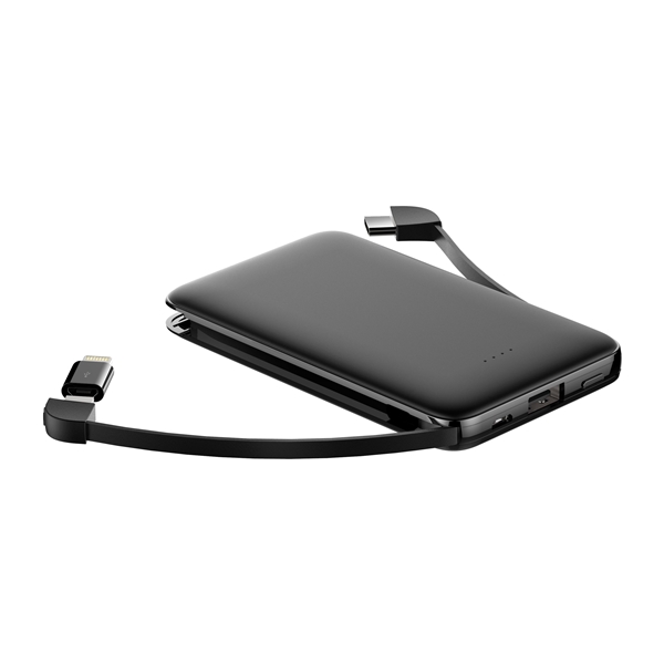 aerial view a pms black c 5000mah hermosa 2.1a output portable charger power bank, image 4 of 4