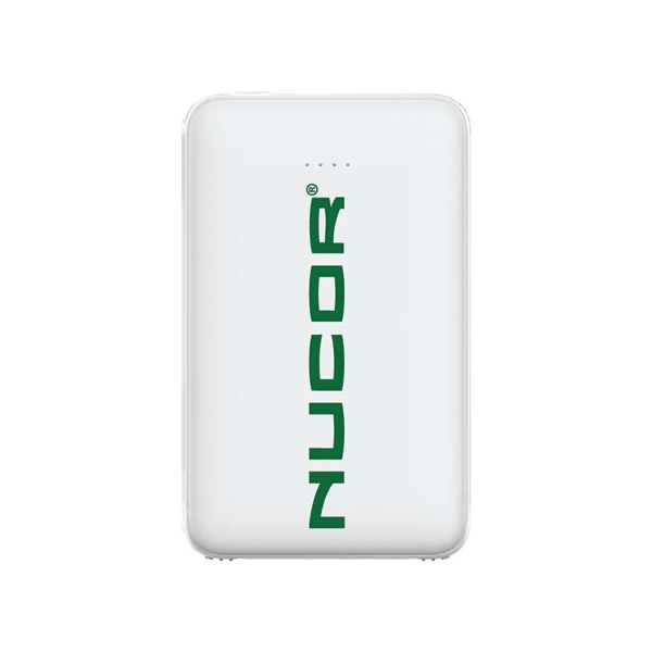 aerial view a pms white c 5000mah hermosa 2.1a output portable charger power bank, image 2 of 6