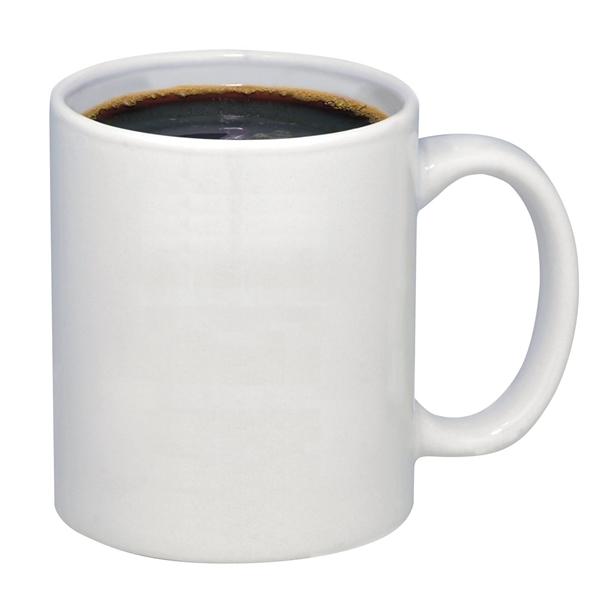 aerial view a white 11 oz glossy ceramic budget c - handle mug, image 2 of 8