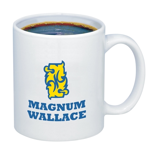 aerial view a white 11 oz glossy ceramic budget c - handle mug, image 4 of 8