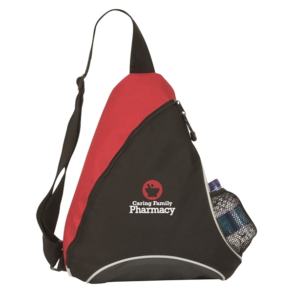 aerial view a black/red cutie patootie polyester slingpack - 13 x 17, image 2 of 2