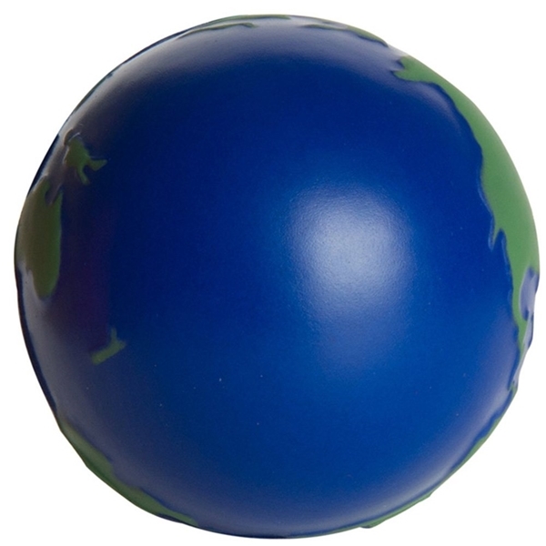 aerial view a blue/green earth ball squeezies stress ball, image 2 of 6