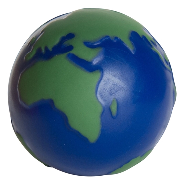 aerial view a blue/green earth ball squeezies stress ball, image 3 of 6