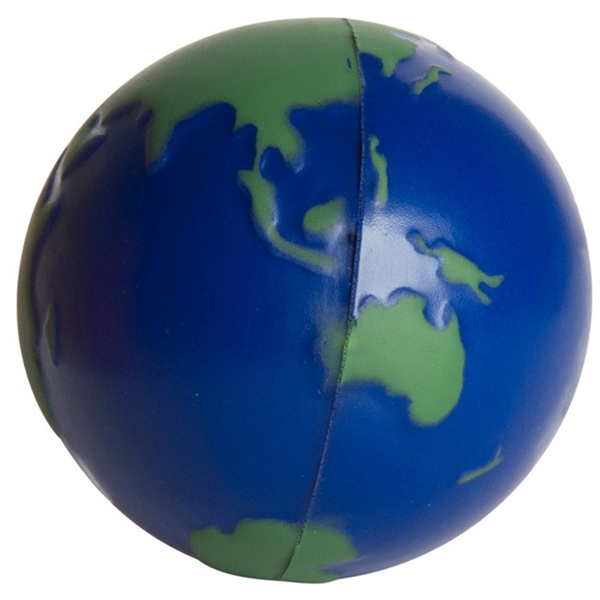 aerial view a blue/green earth ball squeezies stress ball, image 5 of 6