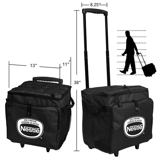 aerial view a black 48- can rolling lunch box cooler, image 3 of 3