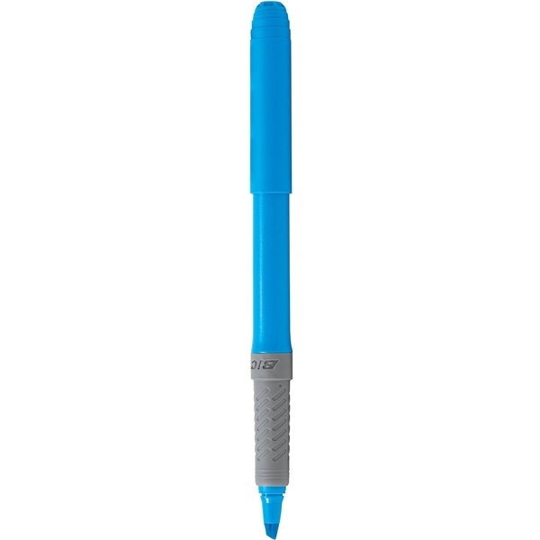 aerial view a blue bic brite liner highlighter with grip, image 2 of 2