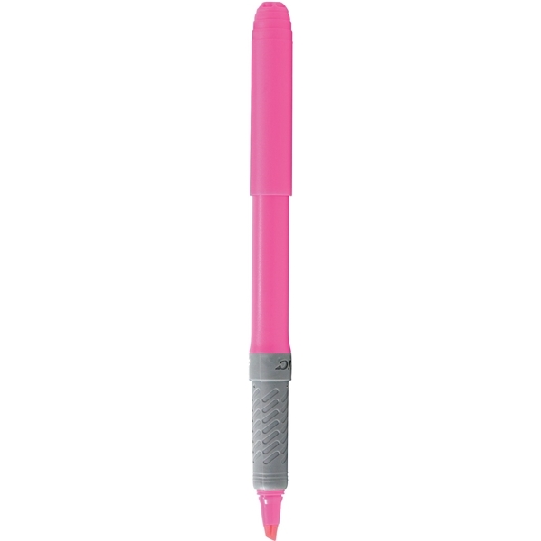 aerial view a pink bic brite liner highlighter with grip, image 2 of 2