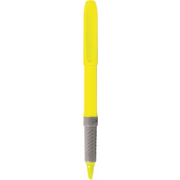 aerial view a yellow bic brite liner highlighter with grip, image 2 of 4