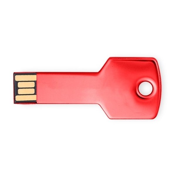 aerial view a pms 186c berwyn key shape usb flash drive, image 2 of 2