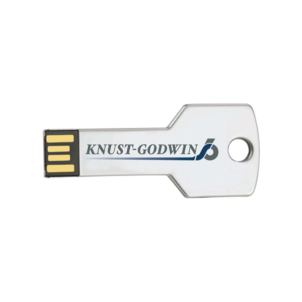 aerial view a pms 877c berwyn key shape usb flash drive, image 4 of 7