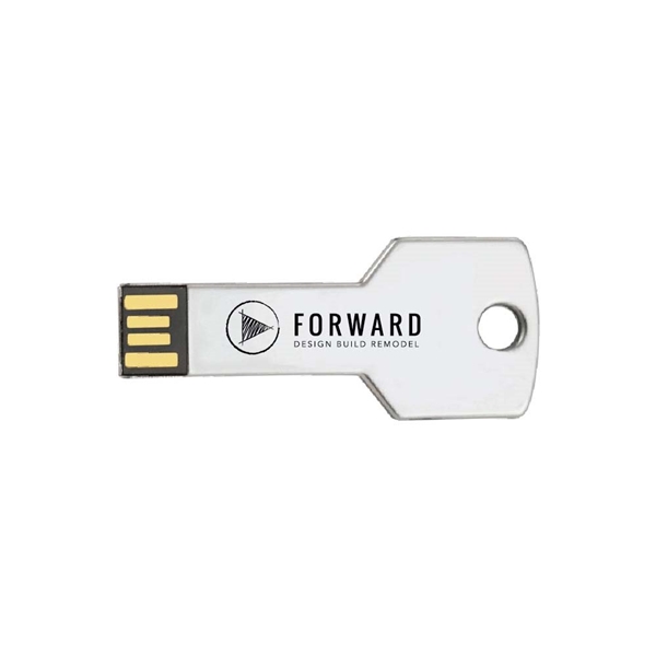 aerial view a pms 877c berwyn key shape usb flash drive, image 6 of 7