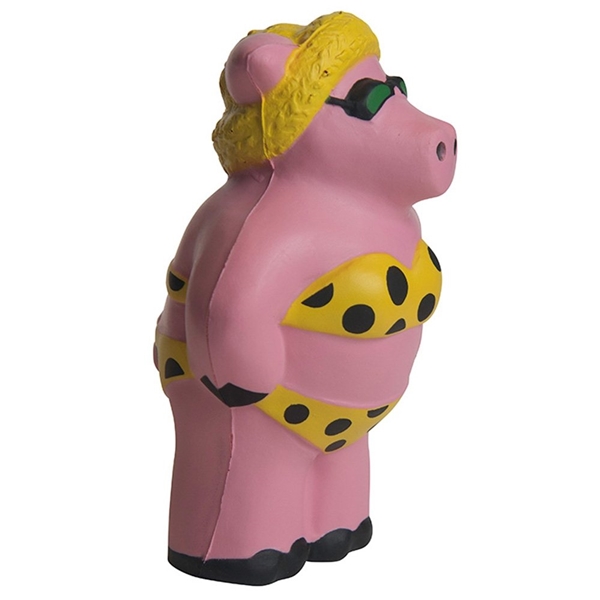 aerial view a pink/yellow/black cool beach pig stress reliever, image 3 of 5