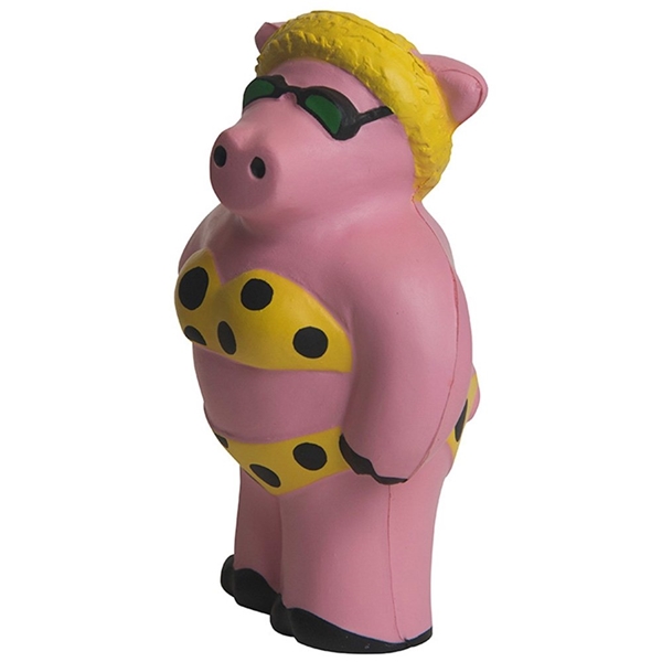 aerial view a pink/yellow/black cool beach pig stress reliever, image 4 of 5