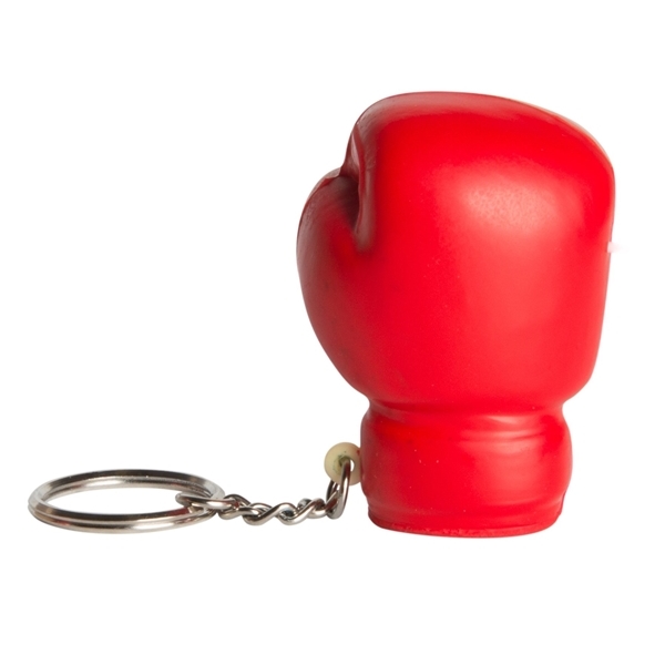 aerial view a red boxing glove stress reliever keyring, image 2 of 4