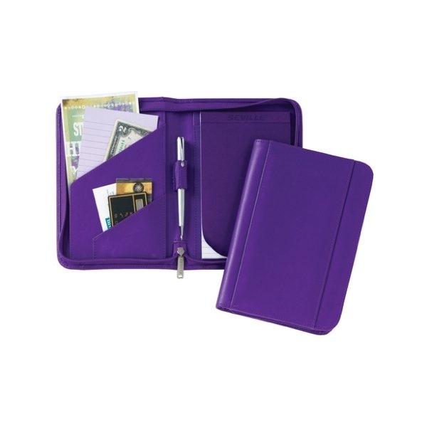 aerial view a purple jr. leatherette padfolio, image 2 of 3