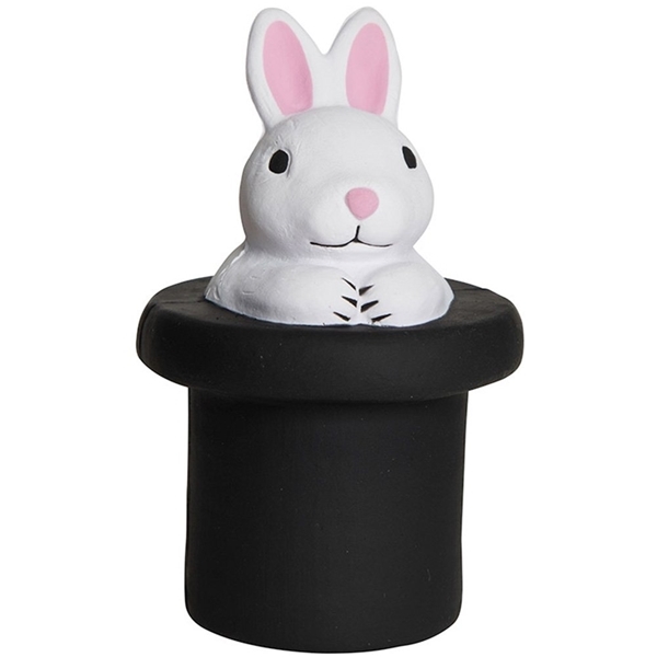 aerial view a white magic white rabbit in top hat stress reliever, image 2 of 7