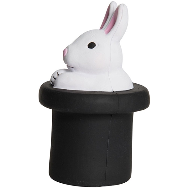 aerial view a white magic white rabbit in top hat stress reliever, image 4 of 7