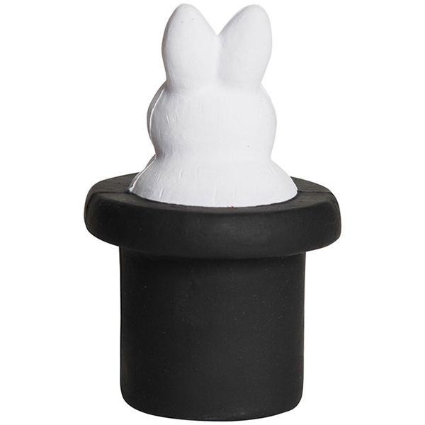 aerial view a white magic white rabbit in top hat stress reliever, image 6 of 7