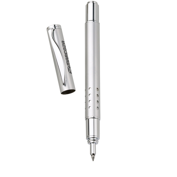 aerial view a matte silver lidon rollerball pen, image 2 of 2