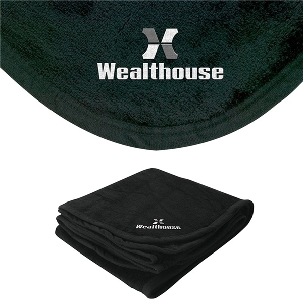 aerial view a black brookshire micro - plush blanket, image 2 of 5