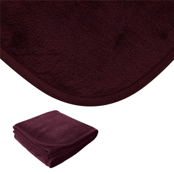 aerial view a burgundy brookshire micro - plush blanket, image 2 of 4