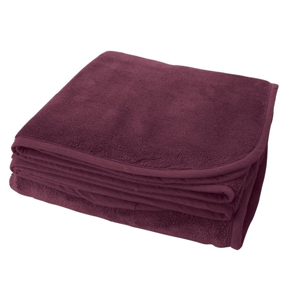aerial view a burgundy brookshire micro - plush blanket, image 3 of 4
