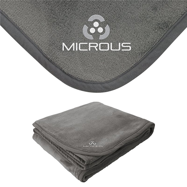 aerial view a charcoal brookshire micro - plush blanket, image 2 of 6