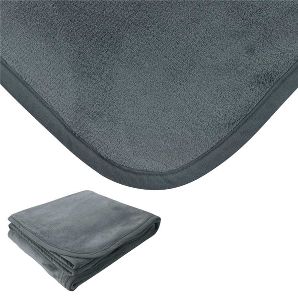 aerial view a charcoal brookshire micro - plush blanket, image 3 of 6