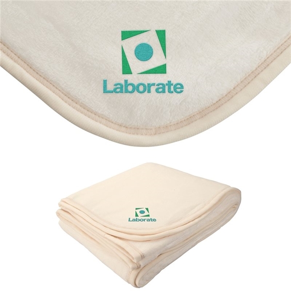 aerial view a cream brookshire micro - plush blanket, image 2 of 8