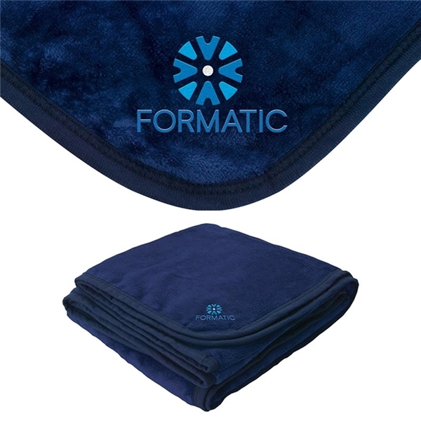 aerial view a navy brookshire micro - plush blanket, image 2 of 6