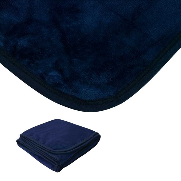 aerial view a navy brookshire micro - plush blanket, image 3 of 6