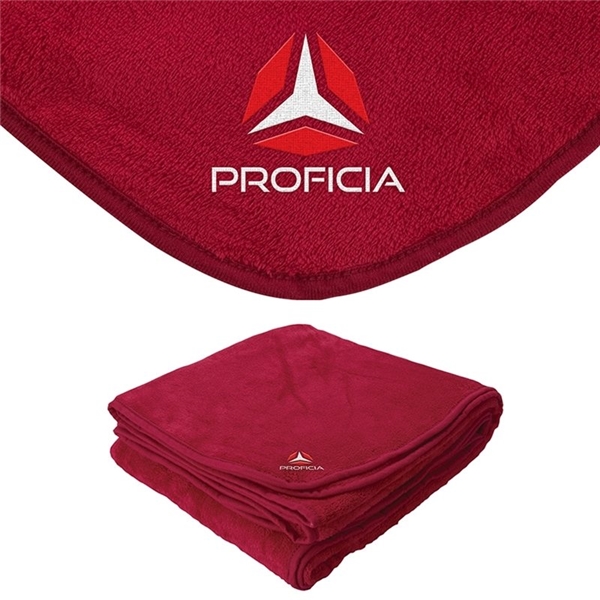 aerial view a red brookshire micro - plush blanket, image 2 of 5