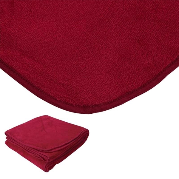 aerial view a red brookshire micro - plush blanket, image 3 of 5