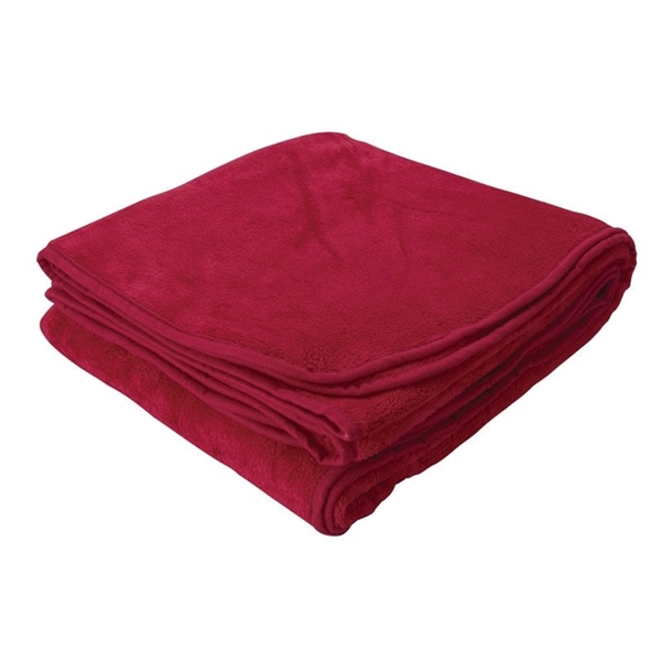 aerial view a red brookshire micro - plush blanket, image 4 of 5