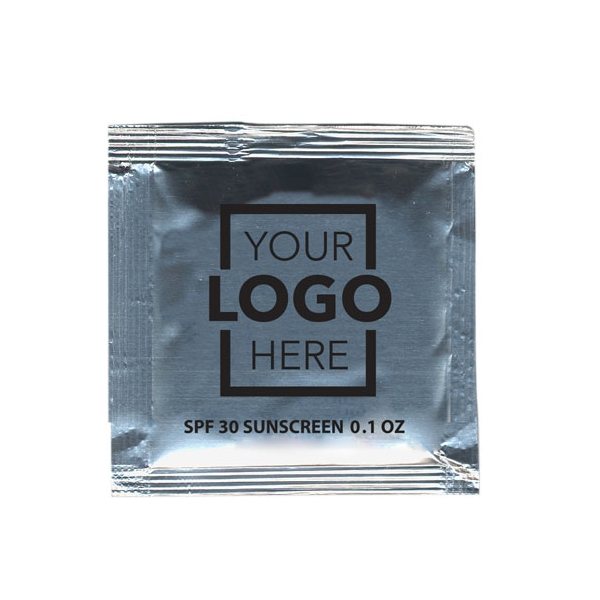 aerial view a silver small sunscreen packets spf30 (usa made), image 2 of 2