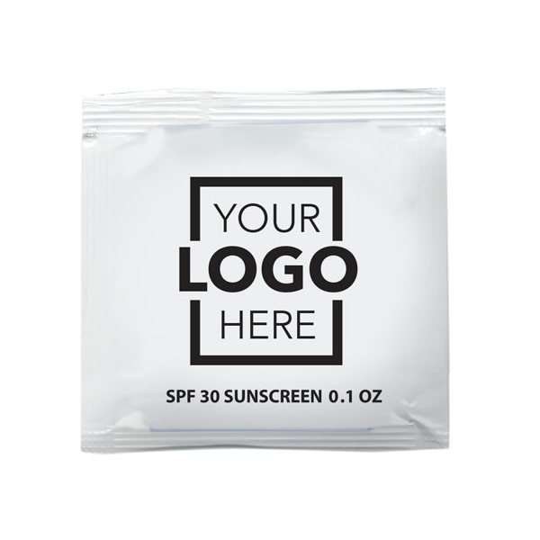 aerial view a white small sunscreen packets spf30 (usa made), image 2 of 2