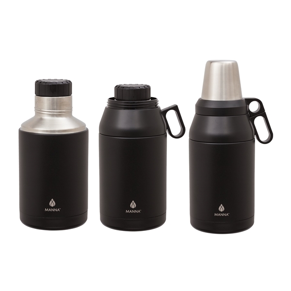 aerial view a black manna(tm) 64 oz stack growler, image 3 of 7