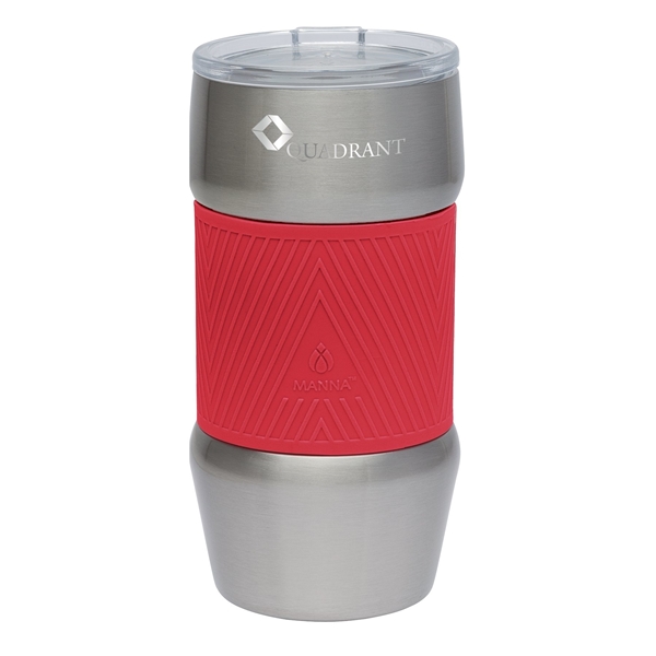 aerial view a red manna(tm) 20 oz renegade stainless steel tumbler w / silicone grip, image 2 of 3