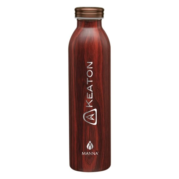 aerial view a brown manna(tm) 20 oz retro stainless steel water bottle, image 2 of 5